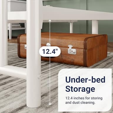 Allewie 14 Inch Queen Size Metal Platform Bed Frame with Victorian Vintage Headboard and Footboard/Mattress Foundation/Under Bed Storage/No Box Spring Needed/Easy Assembly/Noise Free/White - Image 5