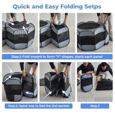 2-in-1 XLarge Pop Up Dog Playpen, Cat Puppy Pet Playpen, Indoor Outdoor Cats Enclosed, Cat Tent Crate Cage Kennel, Portable Playpen for Kitten and Small Animals(No Divider, Unified Space) - Image 8