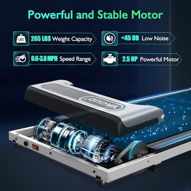 YAGUD Walking Pad, Under Desk Treadmill for Home Office, 2 in 1 Portable Walking Treadmill with Remote Control, Walking Jogging Machine in LED Display - Image 3