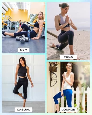 TNNZEET 3 Pack Capri Leggings for Women - Tummy Control Black Leggings High Waisted Yoga Pants Workout Cycling Leggings - Image 5