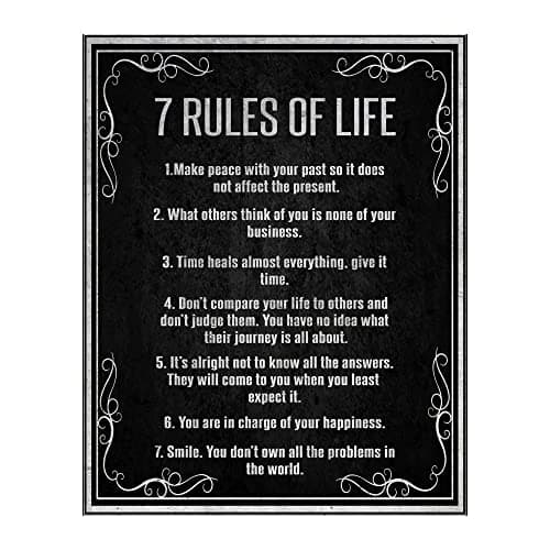 AMERICAN LUXURY GIFTS 7 Rules of Life Inspirational Wall Art Print - 8x10” Vintage Rustic Print For Home, Bedroom, Office & Cabin Decor & Great Happiness Reminders for All! Unframed - Image 1