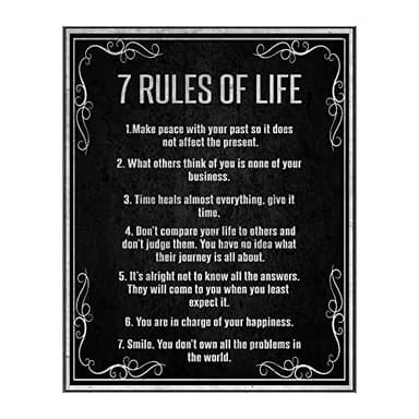AMERICAN LUXURY GIFTS 7 Rules of Life Inspirational Wall Art Print - 8x10” Vintage Rustic Print For Home, Bedroom, Office & Cabin Decor & Great Happiness Reminders for All! Unframed - Image 1
