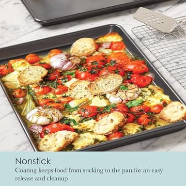 Chicago Metallic Professional Non-Stick Cookie and Jelly-Roll Pan Set with Cooling Rack, 17 by 12.25 Inches - Image 4