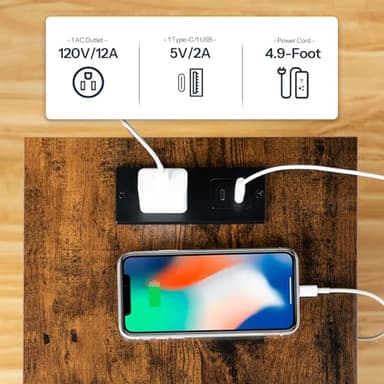 HOOBRO Side Table with Charging Station, End Table with USB Port and Outlet, Nightstand with 2-Layer Storage Shelves for Small Spaces, Living Room, Bedroom, Stable Frame, Rustic Brown BF09UBZ01 - Image 5