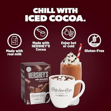 Candy Shop Cocoa HERSHEY'S Milk Chocolate Cocoa Mix, Hot Chocolate, Make Hot or Iced Cocoa, Made With Real Milk, Gluten Free, 1.25 oz packet (24 count) - Image 5