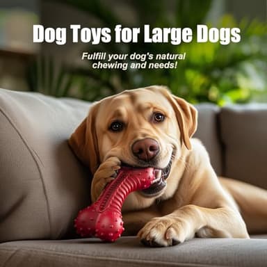 Ouilter Dog Toys for Aggressive Chewers, Dog Chew Toys for Medium Large Dogs, Durable Natural Rubber Dog Toys with Bacon Flavor, Indestructible Dog Toy, Red - Image 5