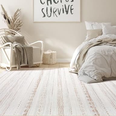 Nakagishi Area Rugs 9x12 Living Room: Washable Boho Large Neutral Modern Soft Farmhouse Rug Stain Resistant Indoor Floor Non-Slip Carpet for Bedroom Nursery Kids Playroom Office Dining Room- Brown - Image 6