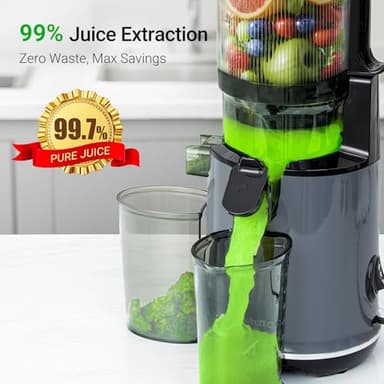Max5 Juicer Machines,Aeitto Cold Press Juicer with 5.3“ Wide Mouth for Whole Fruits & Vegetables, Professional Slow Masticating Juice Extractor, Self Feeding, Easy to Use, High Juice Yield, Dark Grey - Image 4