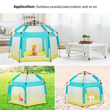 Bend River Baby Playpen with Canopy, Portable Baby Beach Tent, Toddler Play Yard Indoor and Outdoor, Foldable Mosquito Net for Infant - Green - Image 6