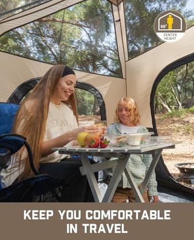 FanttikOutdoor Zeta C6 Pro Camping Tent 6 Person Instant Cabin Tent Setup in 60 Seconds with Rainfly & Windproof Portable with Carry Bag for Family Camping & Hiking, Khaki - Image 5