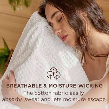 Bedsure Gentlesoft 100% Cotton Blanket Twin XL Size for College Dorm - Breathable and Soft, Waffle Weave Twin Blanket for Summer, Dorm Room Essentials, White, 66x90 inches - Image 3