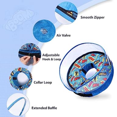 Crazy Felix Soft Inflatable Dog Cone for Small, Medium and Large Dogs, Cone for Dogs Alternative After Surgery to Stop Licking and Chewing, Dog Donut Cone with Extended Anti Licking Baffle(Blue,S) - Image 2