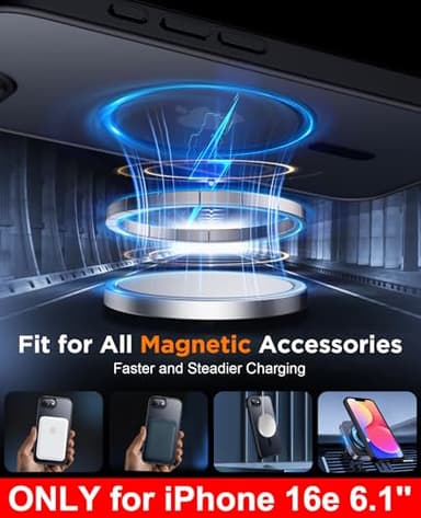 SPIDERCASE Designed for iPhone 16e Case, Magnetic Translucent Matte Case with 2PCS Tempered Glass Screen Protector Anti-Scratch Slim Phone Case for iPhone 16E 6.1'', Black - Image 5