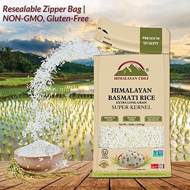 Himalayan Chef Basmati Rice, Natural Extra Long Grain Super Kernal Rice, Premium Quality, Quick Cooking Aromatic, Non-GMO, Halal and Kosher Certified - 10 lbs - Image 7