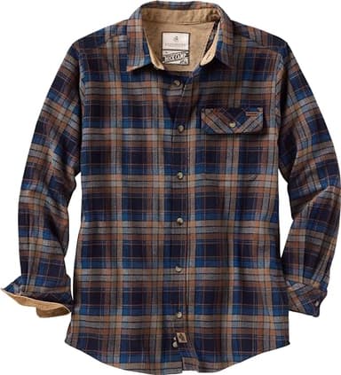 Legendary Whitetails Mens Flannel Shirt Long Sleeve Button Down 100% Cotton, Brownstone Plaid, LT - Image 1