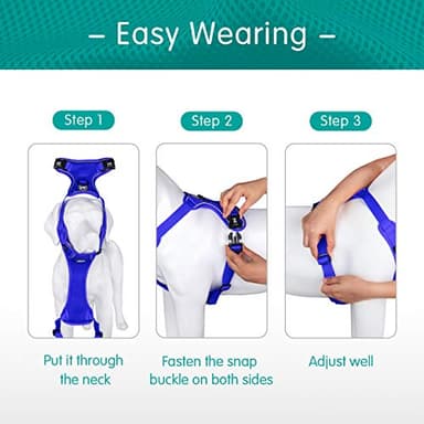 PoyPet Reflective Soft Breathable Mesh Dog Harness Choke-Free Double Padded Vest with Adjustable Neck and Chest(Royal Blue,XS) - Image 3