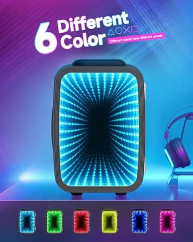 BEICHEN Mini Fridge, 4 Liter/6 Cans Small Refrigerator With Dimmable LED Light,AC/DC Portable Thermoelectric Cooler and Warmer Gaming mini fridge for Bedroom,Office,Gaming room and Car (Black) - Image 2