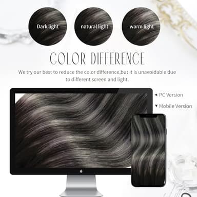 Moresoo Clip on Hair Extensions Balayage Remy Double Weft Human Hair Extensions Clip ins Natural Black to Silver 20inch 150Grams 7pcs - Image 5