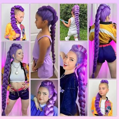 Purple Braiding Hair, Rumi Hair Extensions Purple, Long Rumi Wig hair Extensions for braids, Synthetic Crochet Braiding Twist Hair Halloween Costume Cosplay (24IN) - Image 7