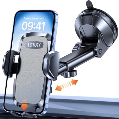 LOTUNY Phone Holders for Your Car, Upgraded Rotatable Base Phone Holder for Car Dashboard Windshield, Universal Cell Phone Holder Automobile Cradle for iPhone Samsung Google and All Smartphones - Image 1