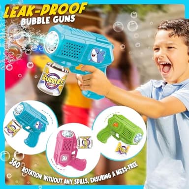 Beria Bubble Guns with Bubble Solution- 3 Pack, Bubbles Gun, Blaster, Blower, Maker, Machine for Boys Girls, Birthday Gifts for Ages 3 4 5 6 7 8 Year Old Kid, Outdoor Toys for Toddlers, Party, Wedding - Image 4