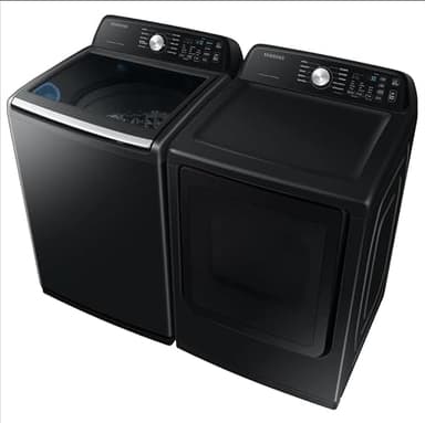 Samsung Smart 4.7 Cu Ft Top Load Washer & 7.4 Cu Ft Electric Dryer, Sensor Stops Overdrying, Low Vibration Quiet Wash, WaterJet w/Power Cords, Hoses, Vent Duct, 1 Year CPS Protection Bundle (Black) - Image 9
