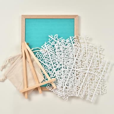 Felt Letter Board with 402 Letters, Numbers & Symbols - 12 x 16 inch Large Changeable Message Board with Wooden Frame Wall Mount Hook, 2 Canvas Bags, Wood Stand (Lake Blue) - Image 3