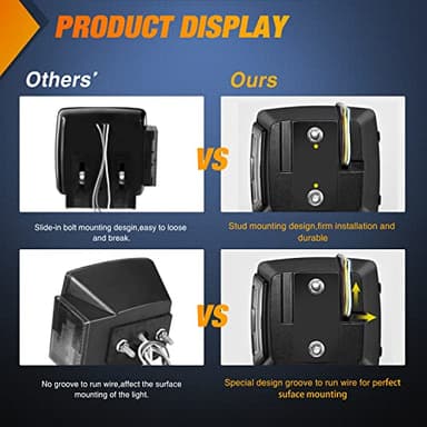 Nilight LED Trailer Light Kit Square Stop Turn Tail Red Amber Side Marker lights Third Brake ID Bar for 12V Utility Boat Camper RV Trucks Marine Snowmobile - Image 6