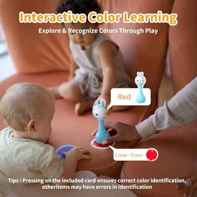 alilo Smarty Bunny Baby Rattle Musical Light Up Toys, Infants Newborns Baby Toys 0-3-6-12-18-24 Months,1 Year Old Boy Girl Gifts, 4 Music Modes and Color Recognition Function with 9 Color Card - Image 4