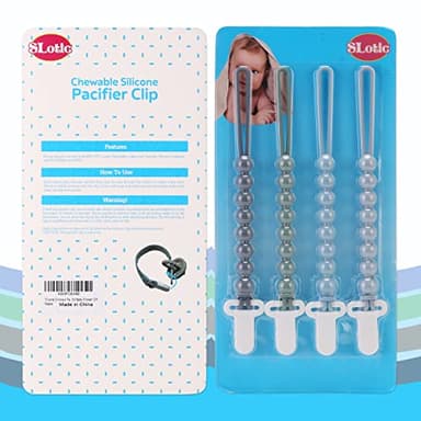4-Pack Silicone Pacifier Clips with One-Piece Beads for Baby Boys and Girls - Flexible and Rust-Free Holders for Teething Relief and Baby Essentials, Safe for Newborns (Grey) - Image 4