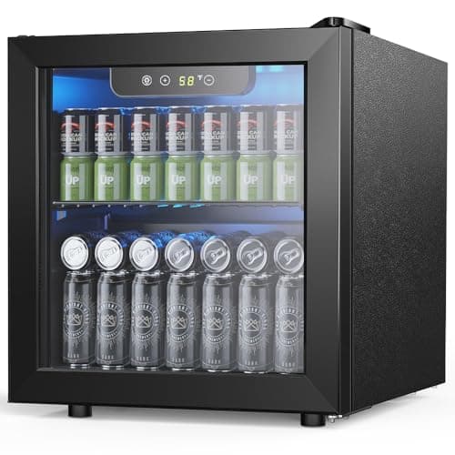 Joy Pebble Beverage Refrigerator Cooler 1.3 Cu.Ft, 12 Bottle 55 Can - Mini Fridge with Glass Door for Beer Drinks Wines,Freestanding beverage fridge with Adjustable Shelving - Image 1