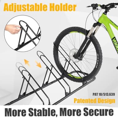 CyclingDeal Bicycle Floor Parking Rack Stand - for Mountain MTB Road Bike - Indoor Home Garage Storage - Adjustable 4 Bikes - Image 2