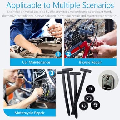 Upgrade Cable Tie Buckle Nylon Universal Heavy Duty Self Lock, Car Zipper Clip, Super Durable Button Zipper Retainer for Car Repair Office, Workshop and Shelves (50Pcs) - Image 7