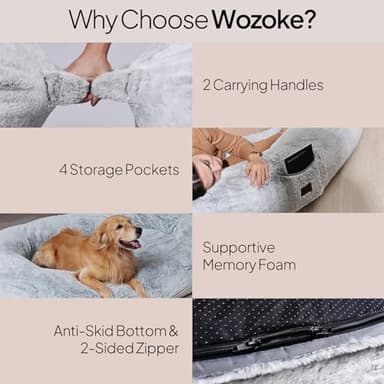 Human Dog Bed for People Large - Bean Bag Adult Size Giant Extra Sized for Kid Waterproof and Washable Anti-Slip Grey 74" x50" x12" (Grey White) - Image 5