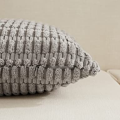 Fancy Homi 4 Pack 20x20 Inch Striped Corduroy Throw Pillow Covers, Rustic Boho Home Decor - 50x50 cm - Image 3