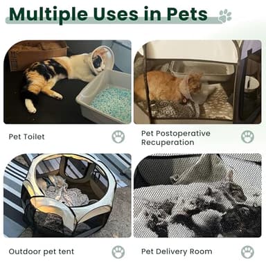 Love's cabin Pet Puppy Dog Playpen, Medium Dog Tent Crates Cage Indoor/Outdoor, Portable Playpen for Cat, Foldable Pop Up Dog Kennel Playpen with Carring Case, Removable Zipper Top, Olive Green - Image 3