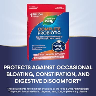 Nature's Way Complete Probiotic Pearls, Supports Digestive Balance*, 1 Billion Live Cultures, Supplement for Men and Women, No Refrigeration Required, 90 softgels - Image 3