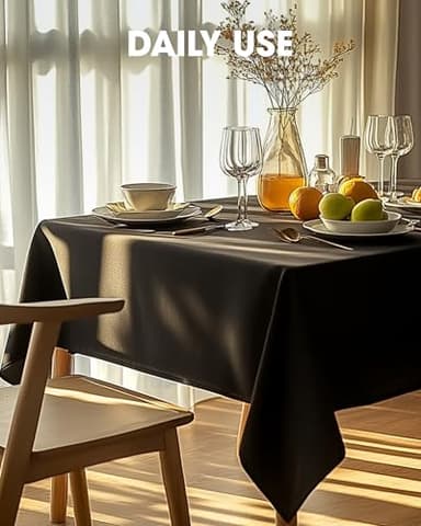 Pureegg Rectangle Table Cloth 60" x 102" – Durable Polyester Tablecloth Offers Reusable & Washable Protection, Ideal for Outdoor Party, Picnic, Wedding, Banquet and Birthday, 2 Pack, Black - Image 7