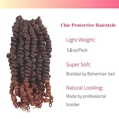 BOHOBABE Crochet Passion Twist Hair Pretwisted 10 Inch Short Pre-looped Passion Twist Crochet Braiding Hair 8 Packs (T350) - Image 3