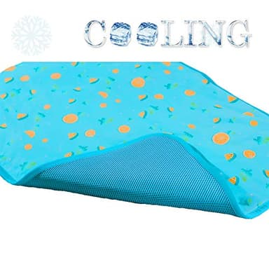 SEIS Dog Ice Pad Ice Silk Cats Kennel Mat Pet Cooling Pad Summer Cool Bamboo Mat Breathable Pad (Blue Fruit, L - Image 6