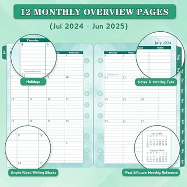2024-2025 Planner Refills – Jul.2024 - Jun.2025, Two Pages Per Day Daily & Monthly Planner, 5.5" x 8.4" Ring-Bound Organizer, Tabs, Quotes, Prioritized Task, Daily Tracker/Notes, Appointment Schedule - Image 3