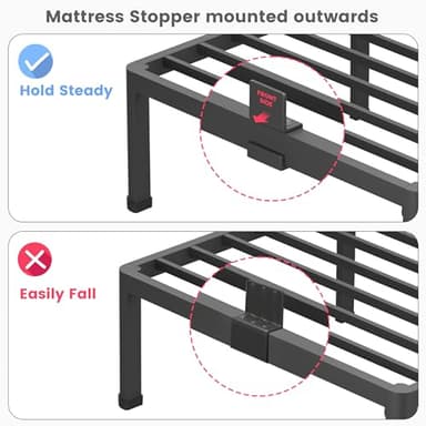 Superay 20 Inch King Size Metal Platform Bed Frame with Round Corners, Storage Space Under High Bed Frame-Heavy Duty Steel Slats Support, Noise Free - Easy Assembly - No Box Spring Needed - Image 8