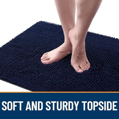 OLANLY Dog Door Mat for Muddy Paws 36x24, Absorbs Moisture and Dirt, Absorbent Non-Slip Washable Doormat, Quick Dry Chenille Mud Mat for Dogs, Entry Indoor Entryway Carpet for Inside Floor, Navy Blue - Image 4