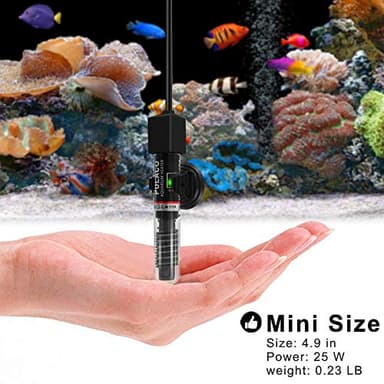 PULACO 25W Small Aquarium Submersible Betta Heater with Free Thermometer Strip, Under 6 Gallon Fish Tanks (Preset Temperature 78℉) - Image 3