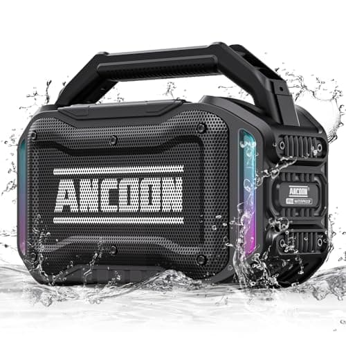 ANCOON Speakers Bluetooth Wireless: 80W(Peak) Loud Speaker with Bass, 20H Playtime, IPX6 Waterproof, Large Jobsite Speakers for Work, Outdoor, Workshop, Garage, Portable Speaker with TWS (Black) - Image 1