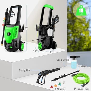 Commowner 5000PSI Electric Pressure Washer, 2025 4.0 GPM High Power Washer Machine, with Adjustable Nozzle and Soap Bottle for Cars/Fences/Driveways/Home/Patios (Light Green) - Image 6