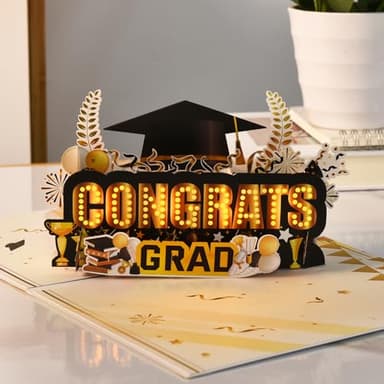VIVIKEN Graduation Cards, Pop Up Congrats Grad 2025 Greeting Card with Lights & Music, Congratulations Graduation Gifts for 2025 High School College University Graduates - Image 5