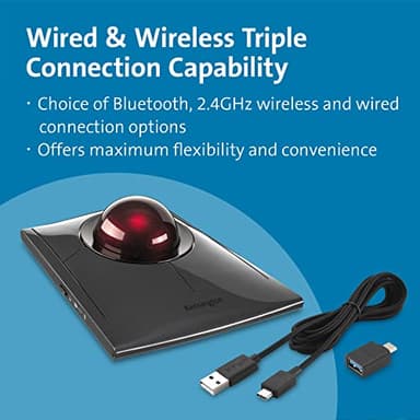 Kensington SlimBlade™ Pro Wireless Trackball, Rechargeable Battery, Bluetooth 2.4GHz Connection Options (K72080WW) - Image 2