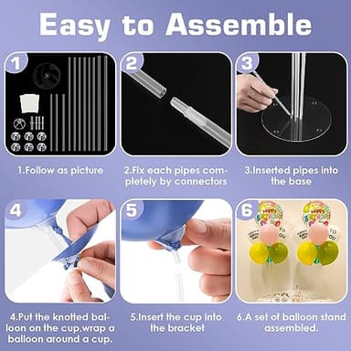 Voircoloria 6 Sets Balloon Stand Kits, Balloon Sticks with Base for Table Centerpieces Graduation Birthday Baby Shower Gender Reveal Party Decorations - Image 4