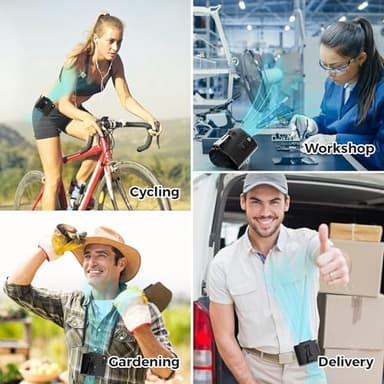 KITWLEMEN Portable Waist Fan - Personal Clip on Belt Fan, 5 Speeds 20H Cooling, Rechargeable Battery Operated, Wearable with Lanyard for Camping, Travel, Jobsite (Black) - Image 8